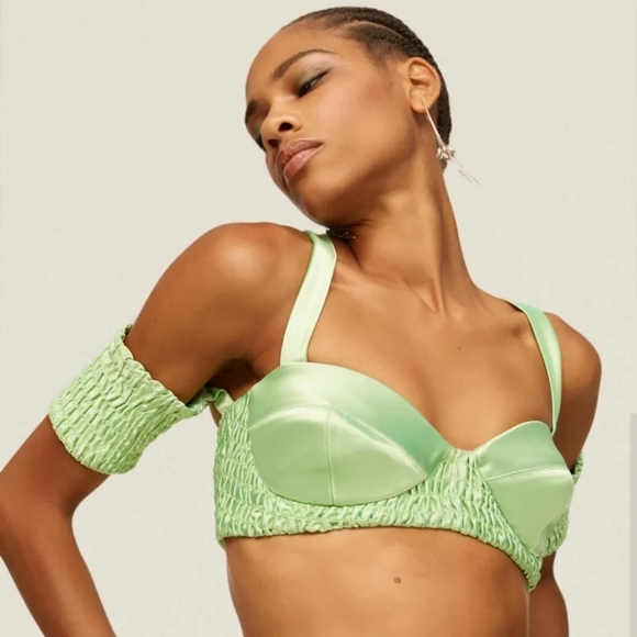 ALIÉTTE Green Silky Bralette Top Size 4 - Picture 15 of 16